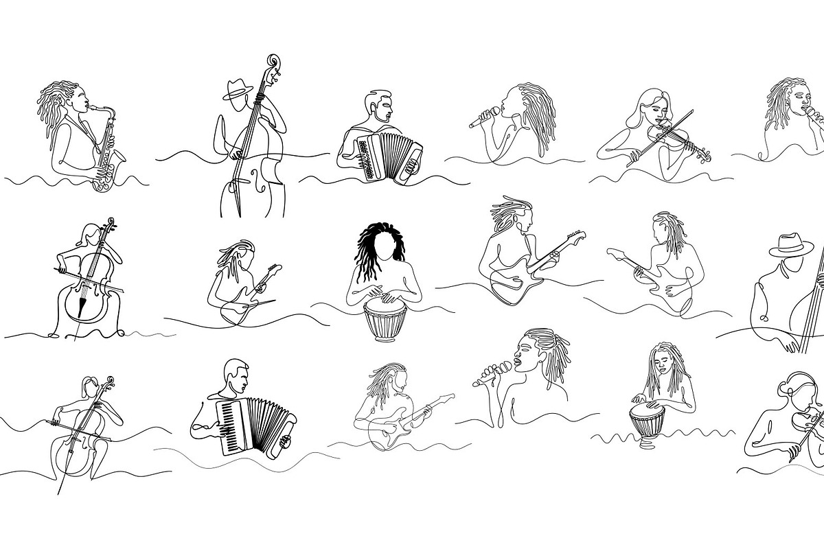 Men and women musicians sketch style, an Object Graphic by SketchArtStudio (Photo 3 of 3)