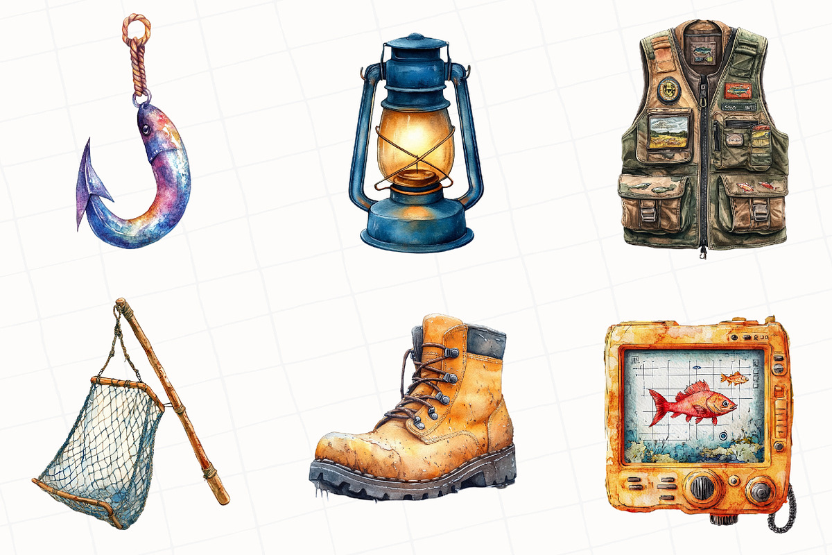 Fisherman Aesthetic Clipart, an Illustration by OK Design (Photo 2 of 5)