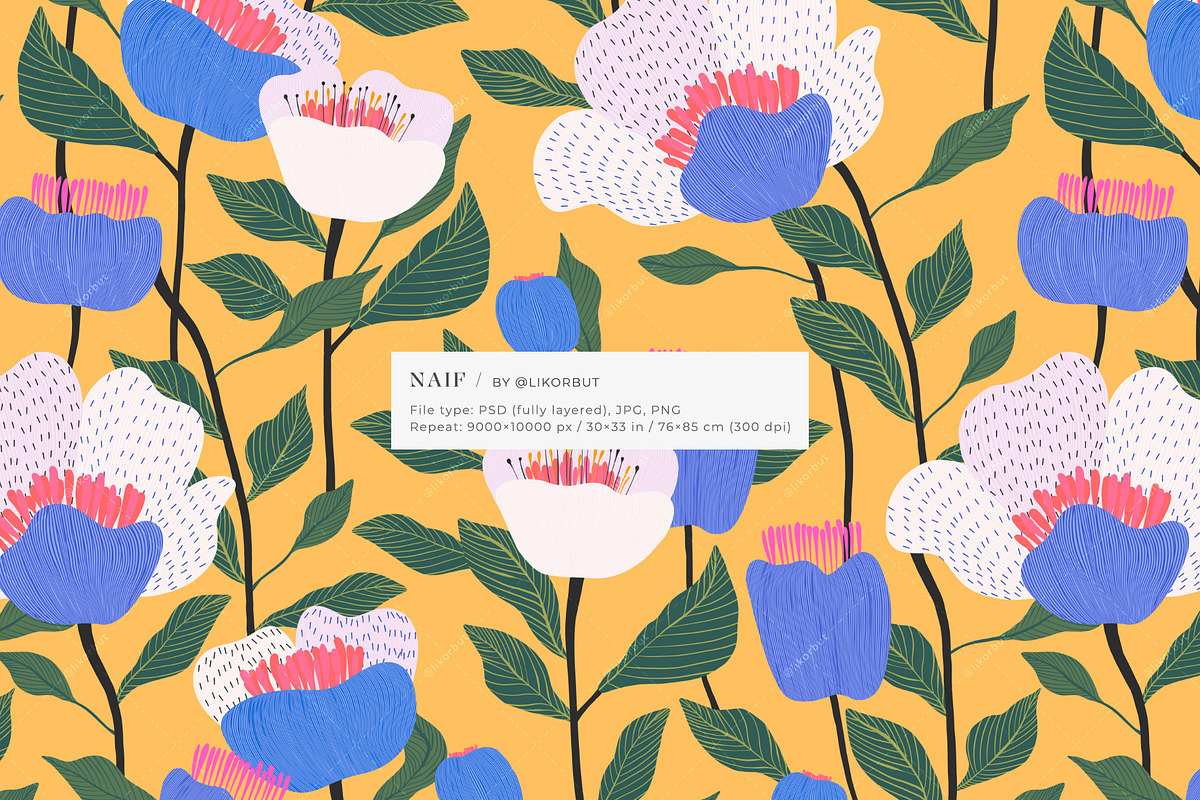 Naive Abstract Flower Market Pattern, a Pattern Graphic by likorbut (Photo 4 of 14)
