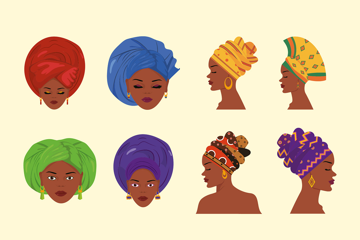 African Headwraps Illustration Set
