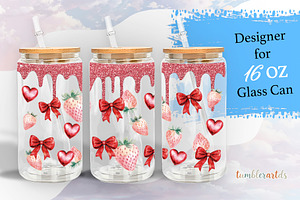 Strawberry Coquette Valentine PNG