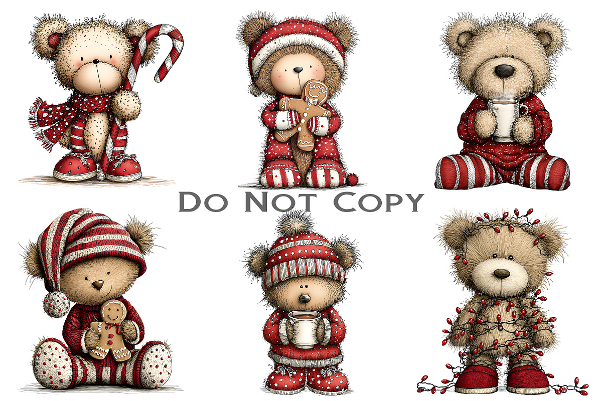 Christmas Teddy Bear Clipart, an Illustration by Craft Nest (Photo 5 of 11)