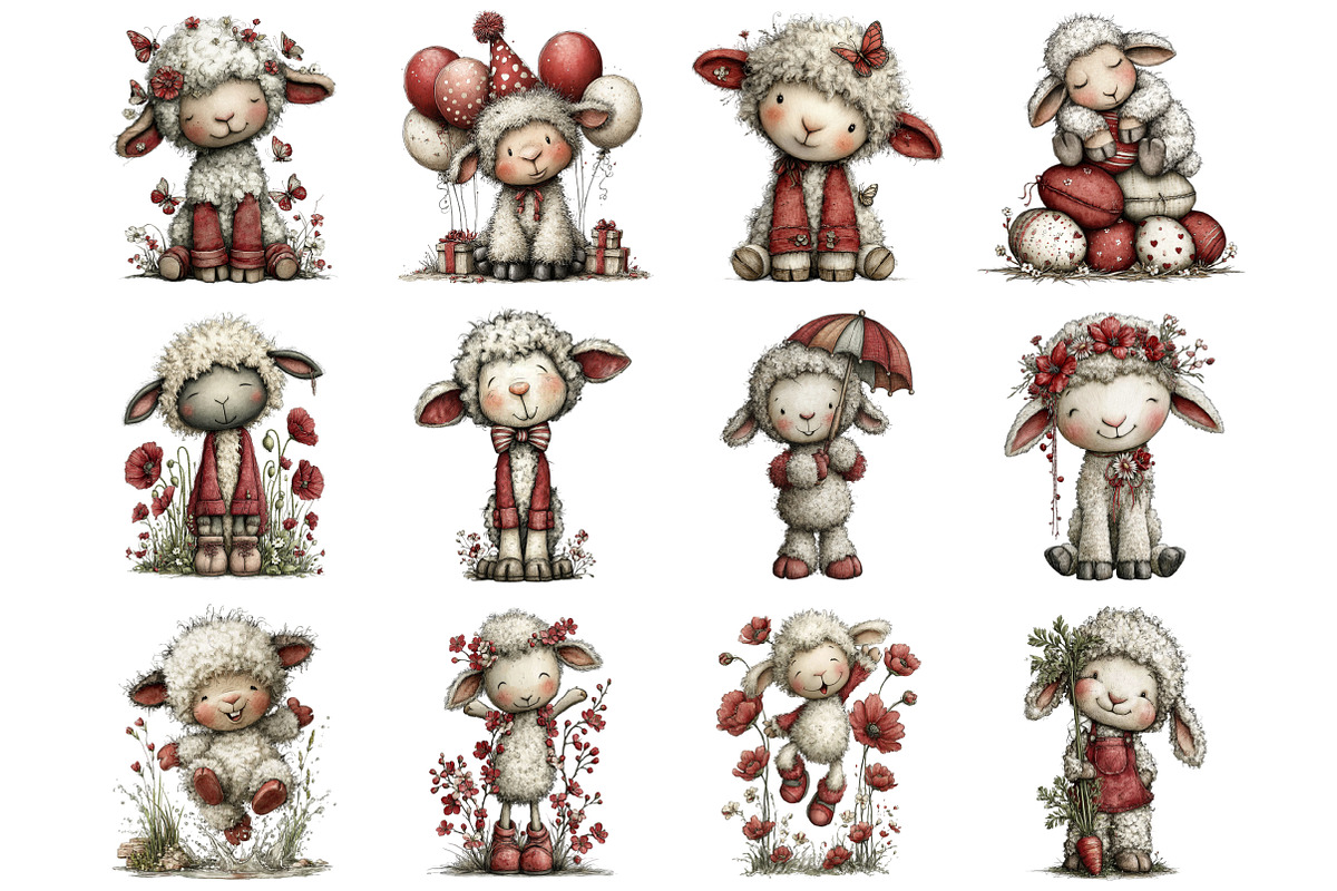 Cute Spring Lamb Clipart, a Graphic by CitraGraphics (Photo 3 of 5)