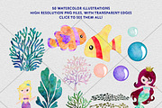 Ocean Fantasy Watercolor Bundle, an Animal Illustration by ClipartBrat Graphics (Thumbnail 2 of 6)