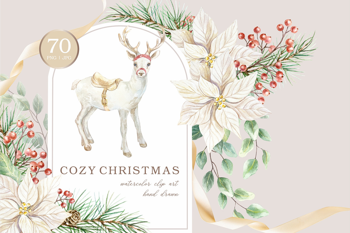Cozy Christmas. Watercolor Clip Art., a Seasonal Illustration by Farida Bik (Photo 1 of 13)