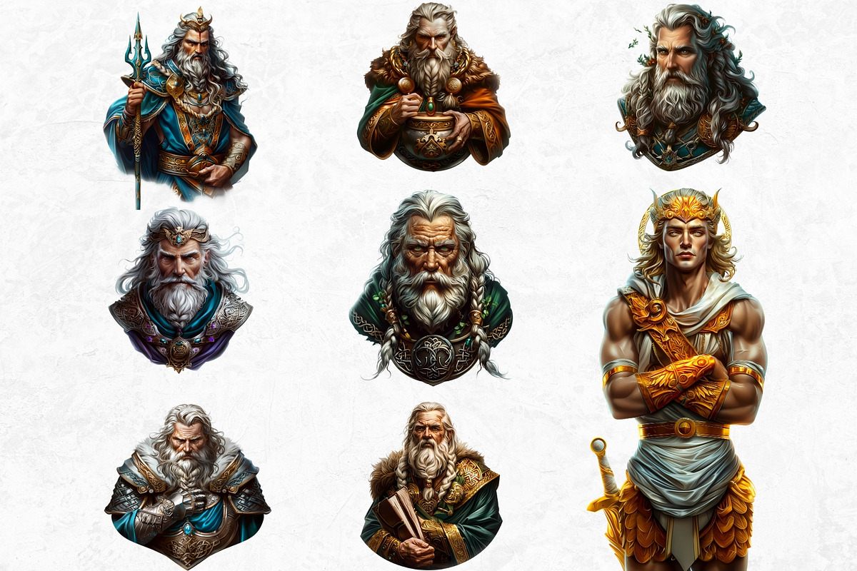 Celtic God Goddess clipart set, a Person Illustration by ThatsDesignArt (Photo 4 of 12)