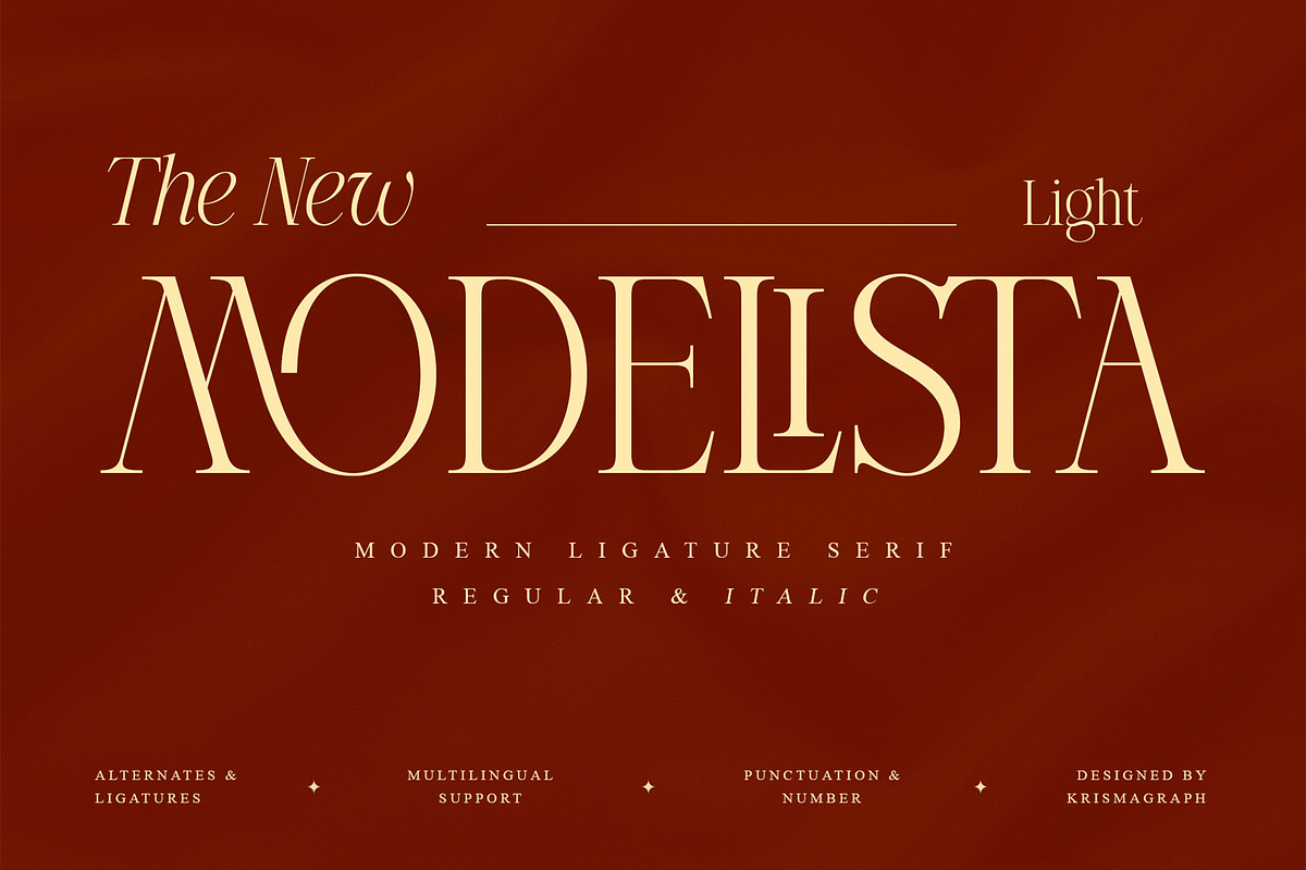 Modelista Light | Ligature Serif, a Serif Font by Krismagraph (Photo 1 of 10)