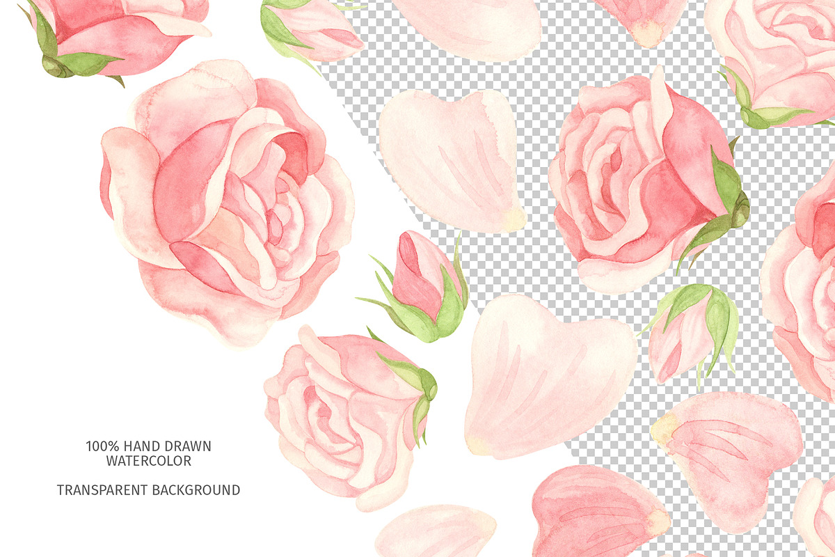 Watercolor pink and red roses, an Illustration by Valin Malin (Photo 3 of 16)