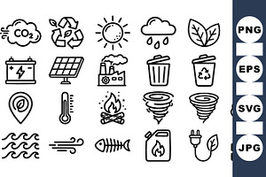 Eco Friendly Line Icon Set, an Illustration by designvectx