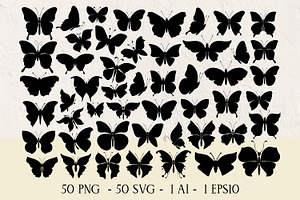 Butterfly silhouettes clipart Svg