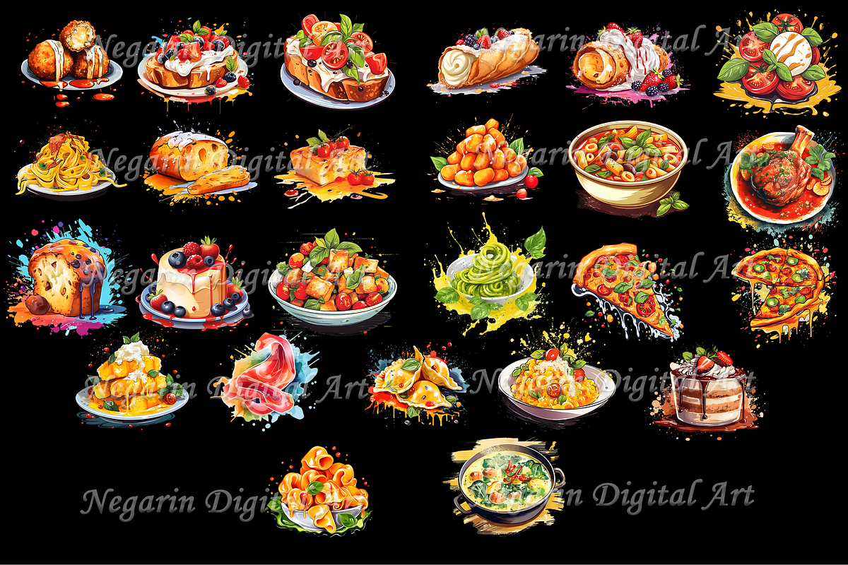 Watercolor Italian Food Clipart, an Object Graphic by Negarin Digital Art (Photo 3 of 8)