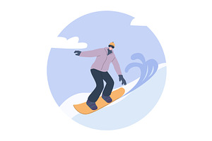 Snowboarding time. Young man on, a Sport Illustration by Valerie Bodnar