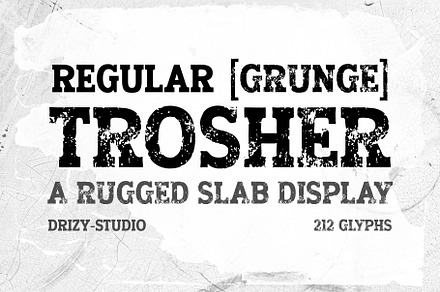 Trosher – Rugged Slab Display Font, a Slab Serif Font by Drizy