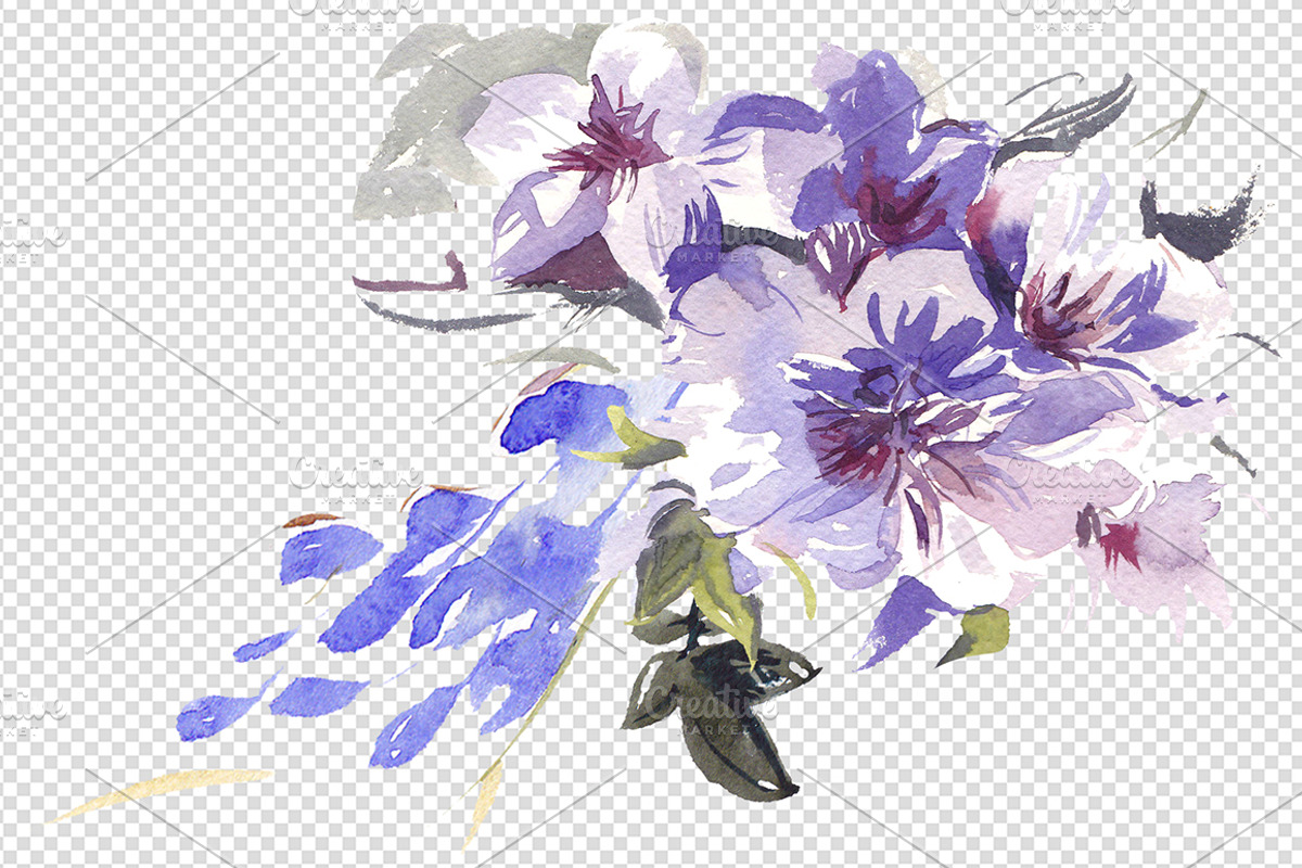 Floral Watercolor Graphic Set, an Illustration by Tamaretto (Photo 3 of 7)