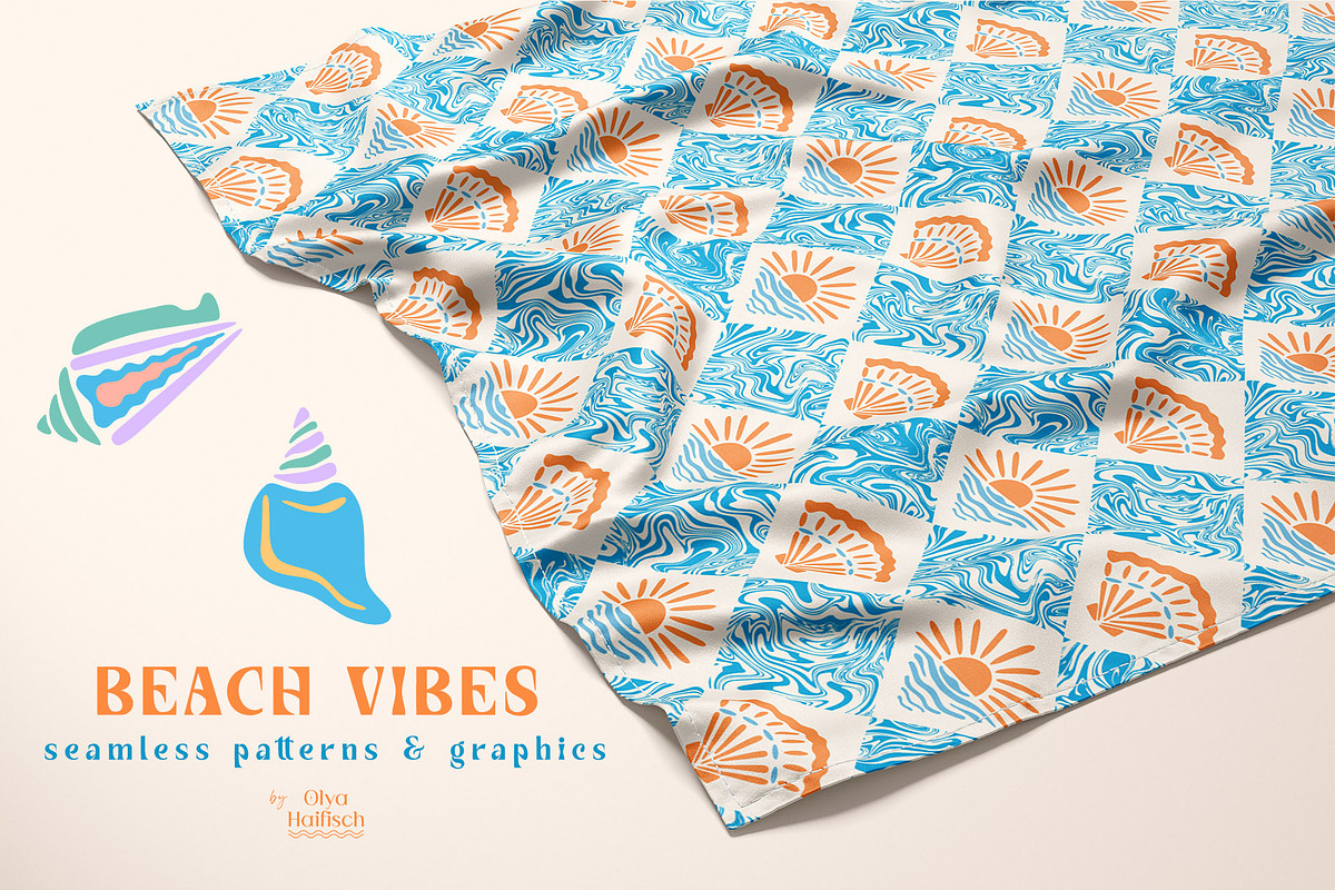 Beach Vibes Vector Seamless Patterns, a Pattern Graphic by Olya Haifisch (Photo 9 of 9)