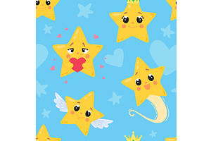 Stars seamless pattern. Star, an Illustration by LadadikArt