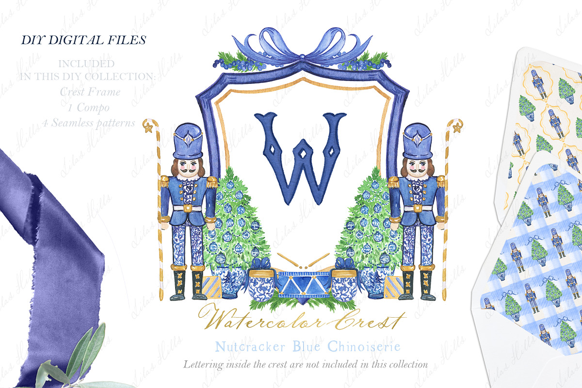 Nutcracker Blue Chinoiserie Crest, a Graphic by LABFcreations (Photo 1 of 4)