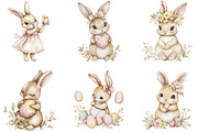 Watercolor Easter Bunnies Clipart, an Illustration by Designking (Thumbnail 5 of 5)
