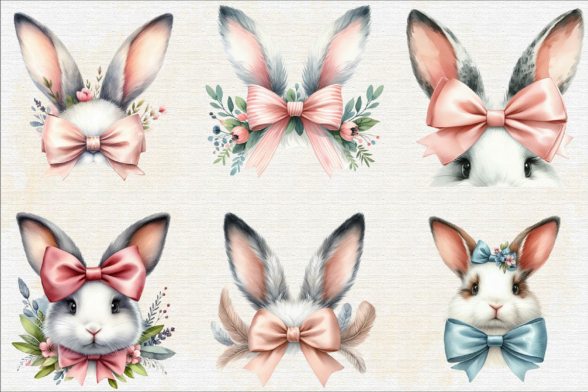 Bunny Ears Bow Clipart Sublimation C, an Illustration by SVGArt (Photo 2 of 6)