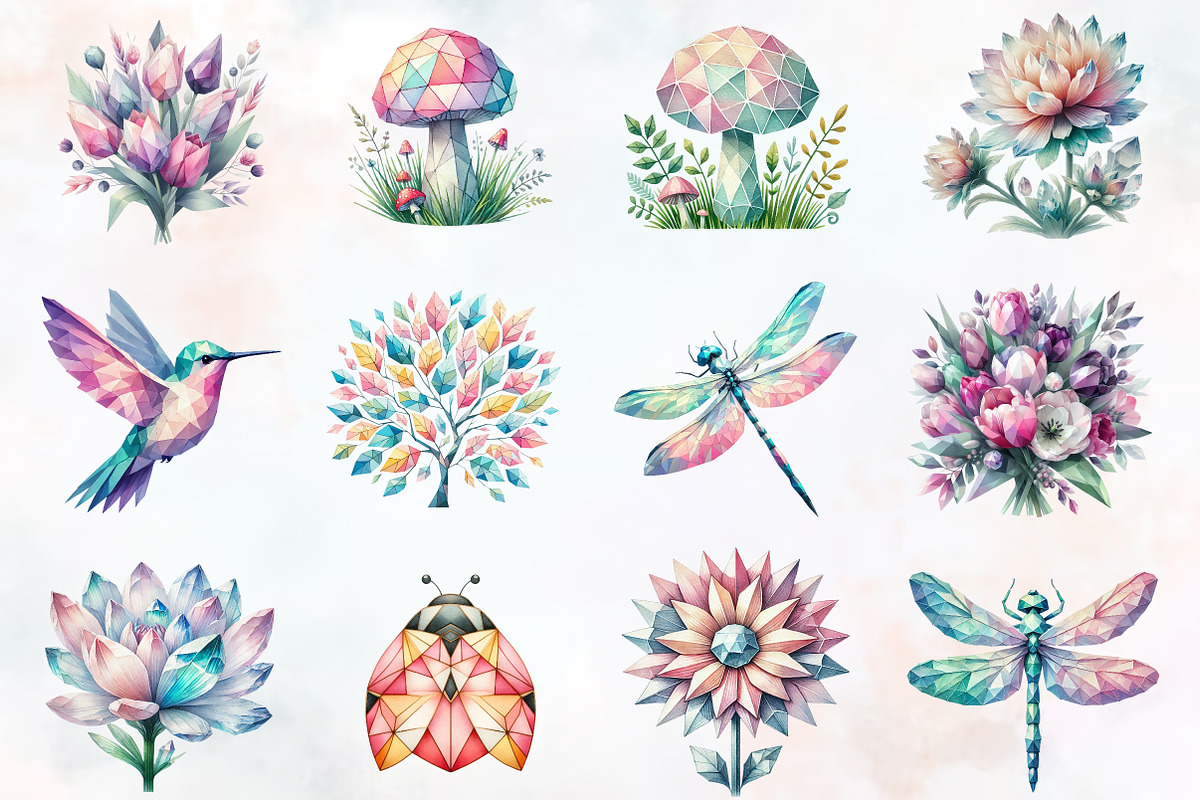 Mega Geometric Pastel Spring Clipart, an Illustration by RobertsArt (Photo 2 of 7)
