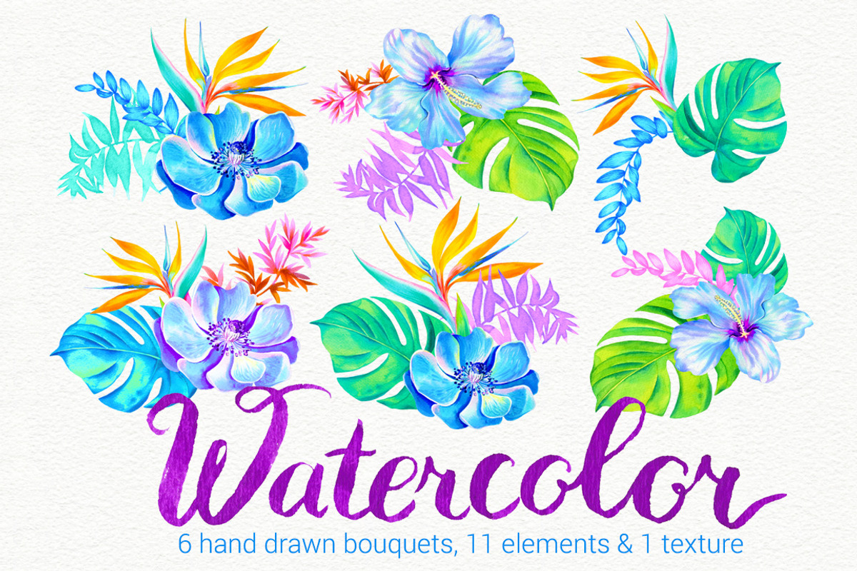 watercolor bouquets, a Texture Illustration by RosaPompelmo (Photo 2 of 4)