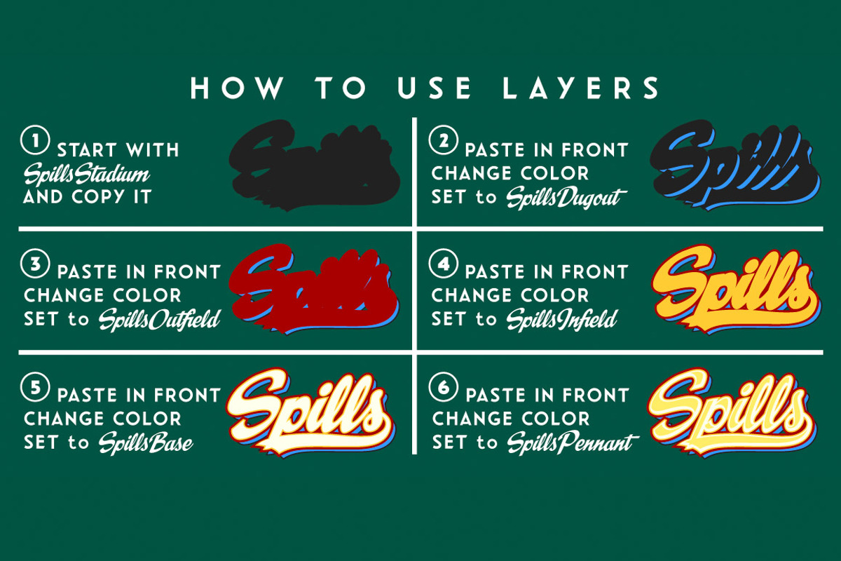 Spills - comic book script logo font preview 3