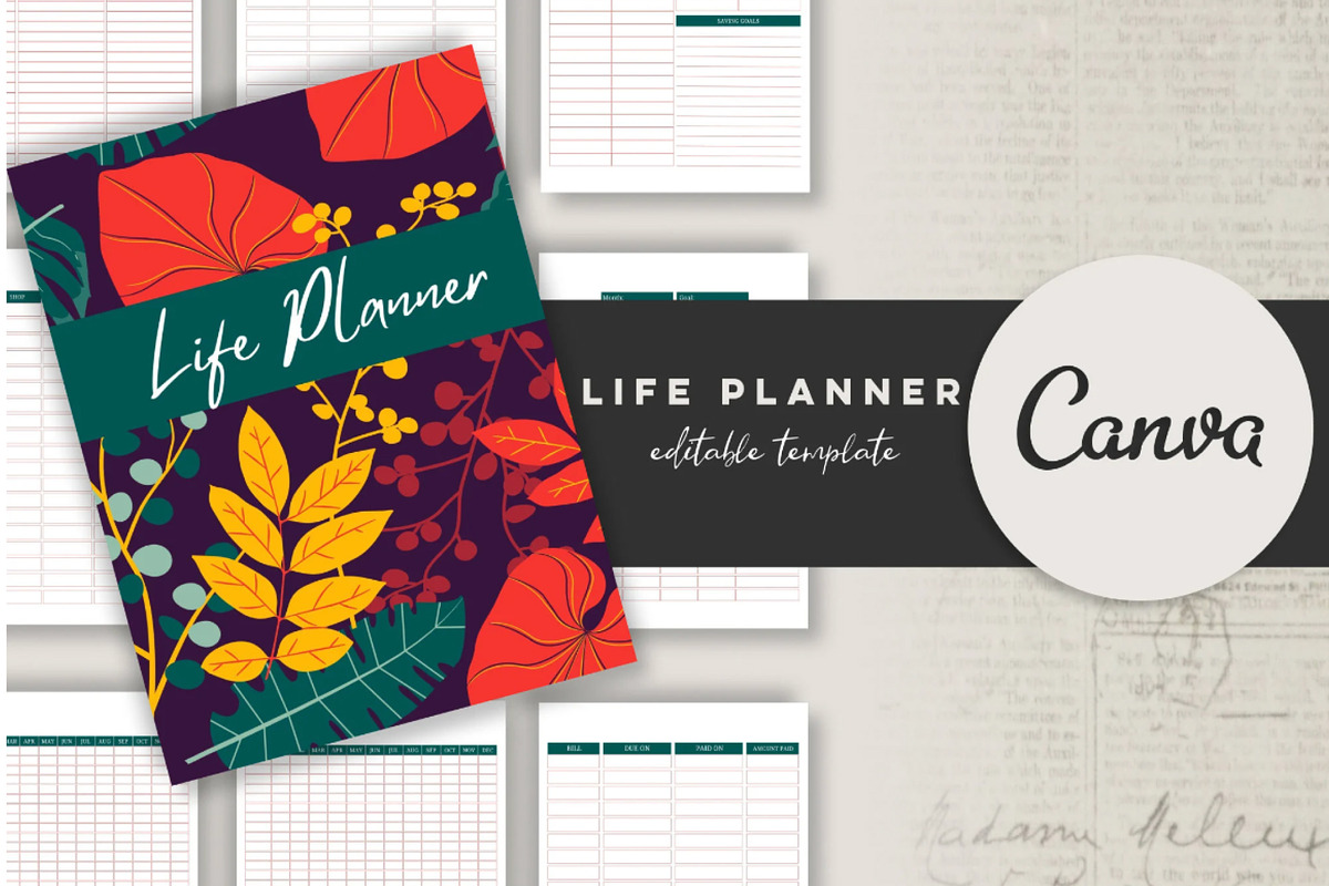 Printable Life Planner Template, a Stationery Template by Design House (Photo 1 of 9)