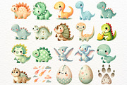 Watercolor Dinosaur Clipart Set, an Animal Illustration by Nicolle's Colorful Art (Thumbnail 6 of 8)
