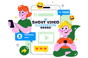 10 Short Video Reels Illustration, a Technology Illustration by denayunebgt (Thumbnail 1 of 4)