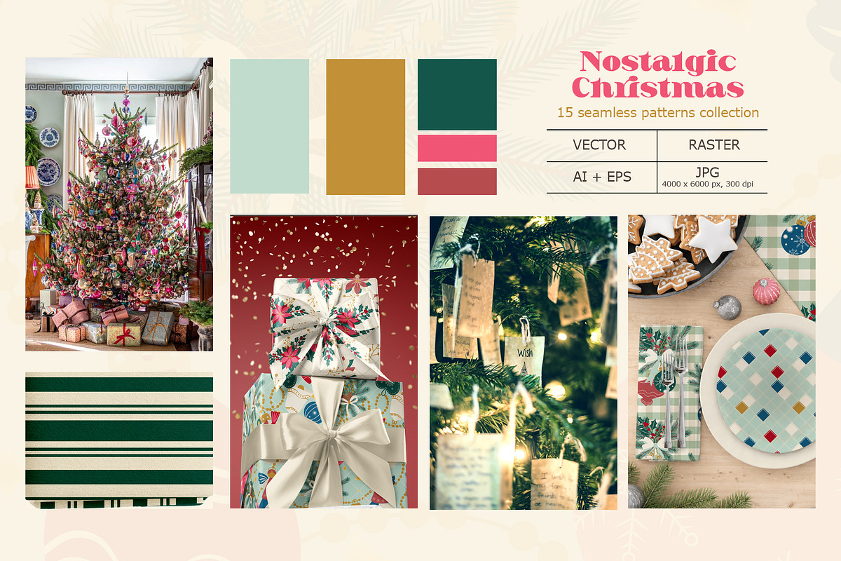 Retro Christmas Seamless Patterns, a Pattern Graphic by Svetlana Lerie (Photo 4 of 9)