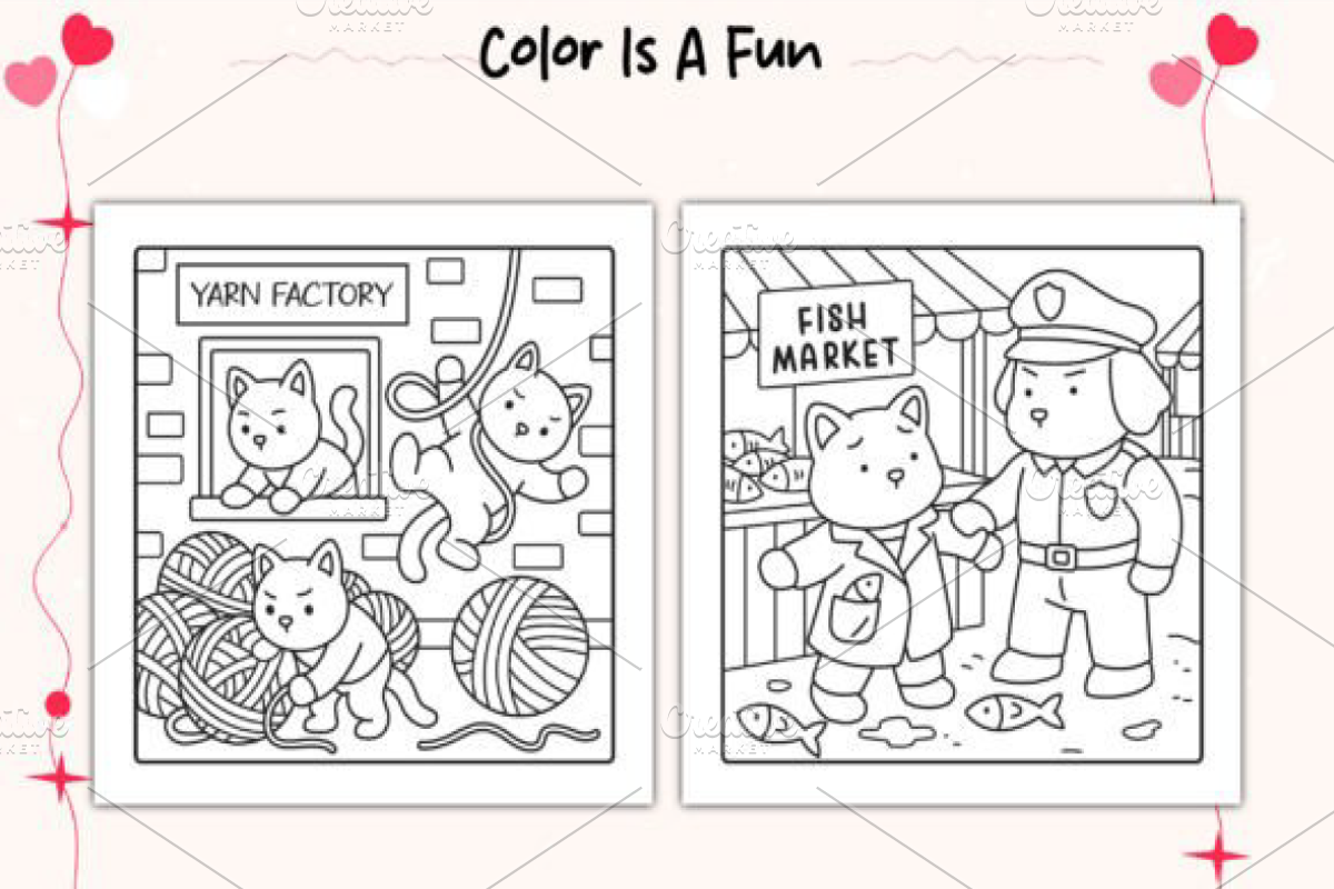 Cozy Cat Crimes Cute Coloring Pages, a Decorative Illustration by Ink Gallery (Photo 3 of 4)
