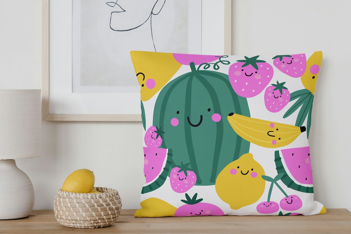 Summer Cute Fruits - vecror clipart, a Food Illustration by Barkova Nadya (Photo 6 of 8)