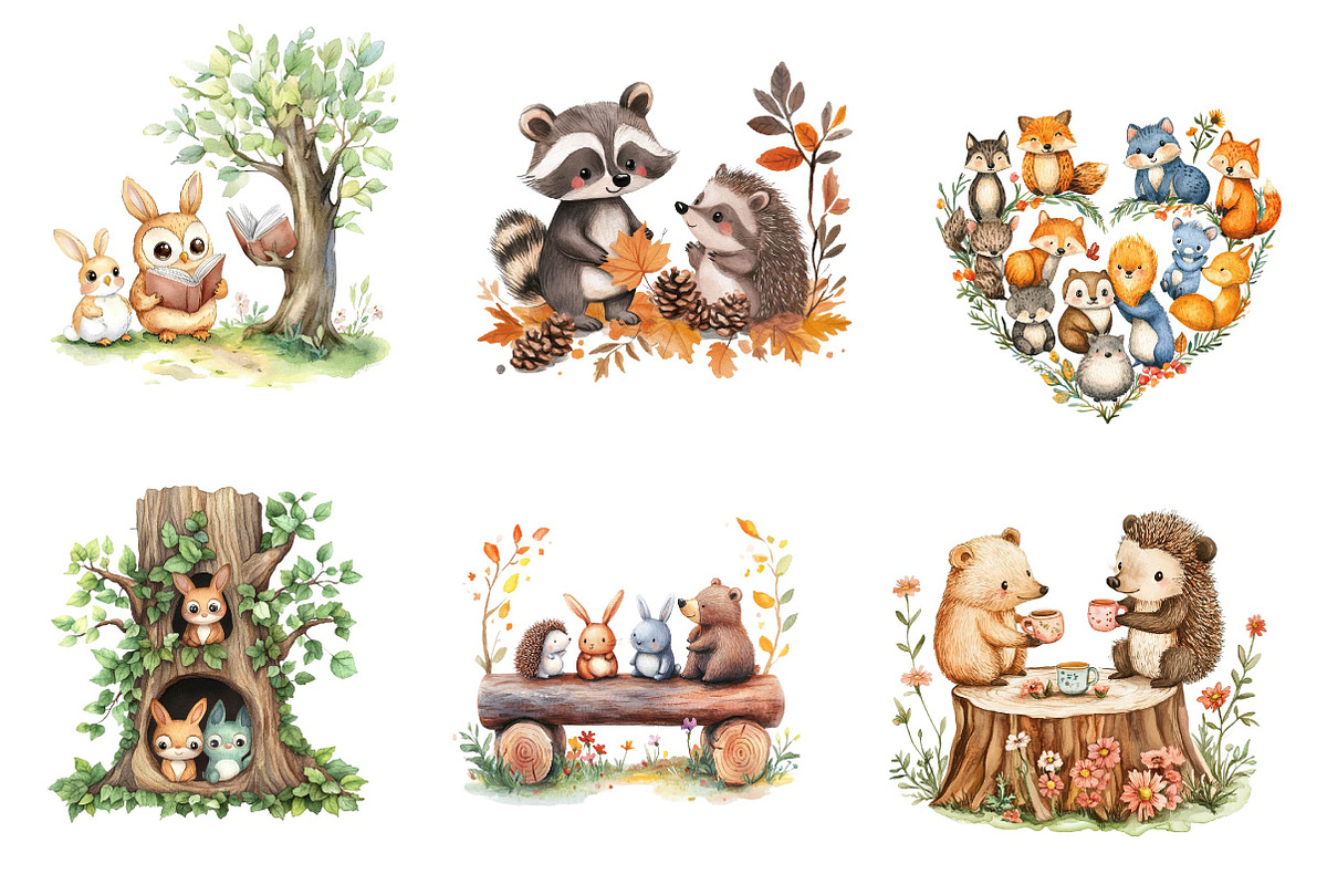 Woodland Forest Animals Friends, an Illustration by CreationArt (Photo 5 of 5)