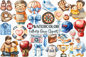 Fathers Day Watercolor Clipart, a Seasonal Illustration by Rose Art