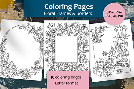 Coloring Floral Frames and Borders