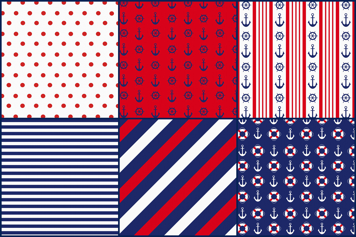 Nautical Patriotic Colors Papers, a Pattern Graphic by FrankiesDaughtersDesign (Photo 3 of 3)