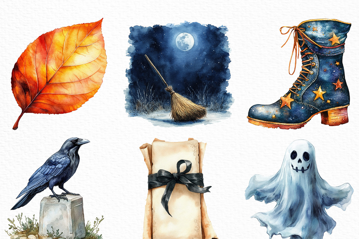 Watercolor Halloween Evening Clipart, an Illustration by Craft Nest (Photo 4 of 6)