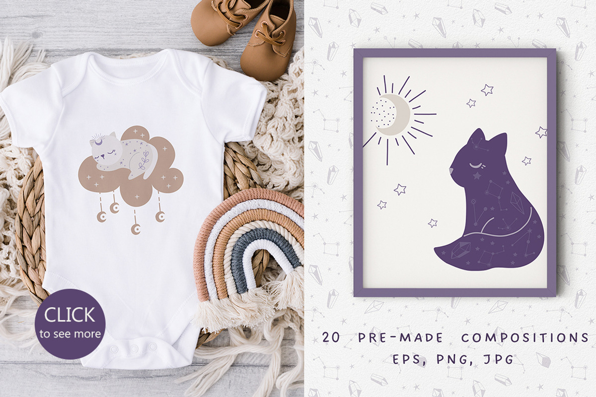 Celestial Animals clipart & pattern, an Animal Illustration by polikarpovaart (Photo 4 of 10)