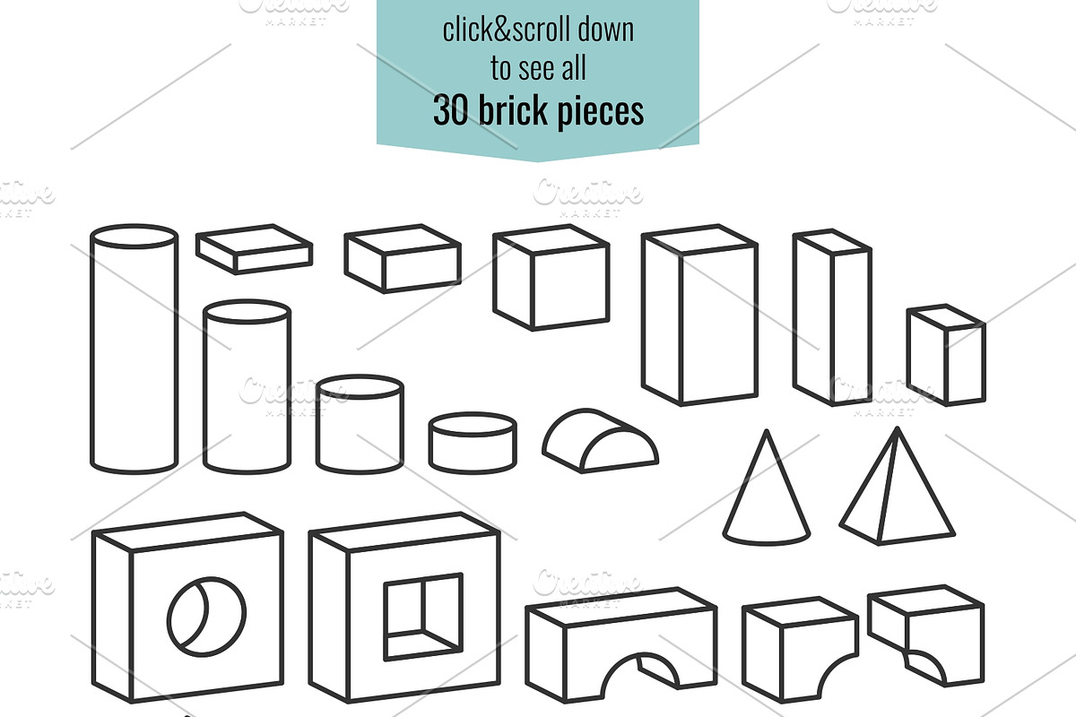 Line style toy building towers, an Education Illustration by Primula`s shop (Photo 3 of 3)