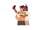 Happy people taking selfie together, a Person Illustration by PaperTrident (Thumbnail 4 of 6)