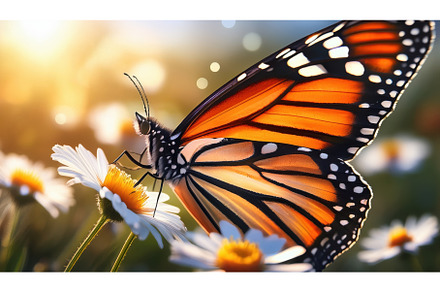 A vibrant monarch butterfly perched