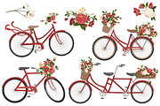 Floral Christmas Bicycles Clipart, an Illustration by Amanda Ilkov (Thumbnail 3 of 5)