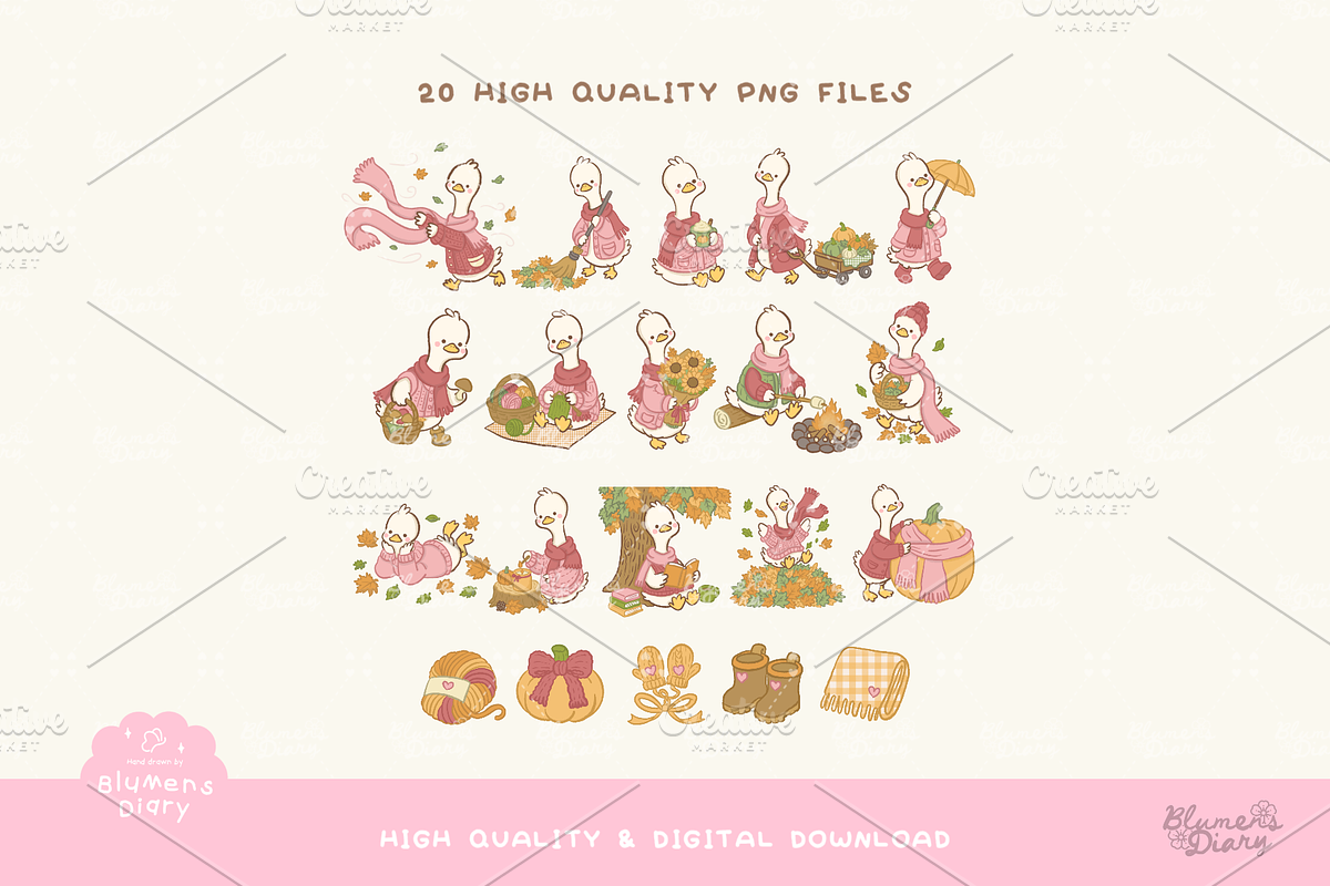 Silly Goose Louie Clipart Bundle, an Animal Illustration by Blumensdiary (Photo 5 of 12)