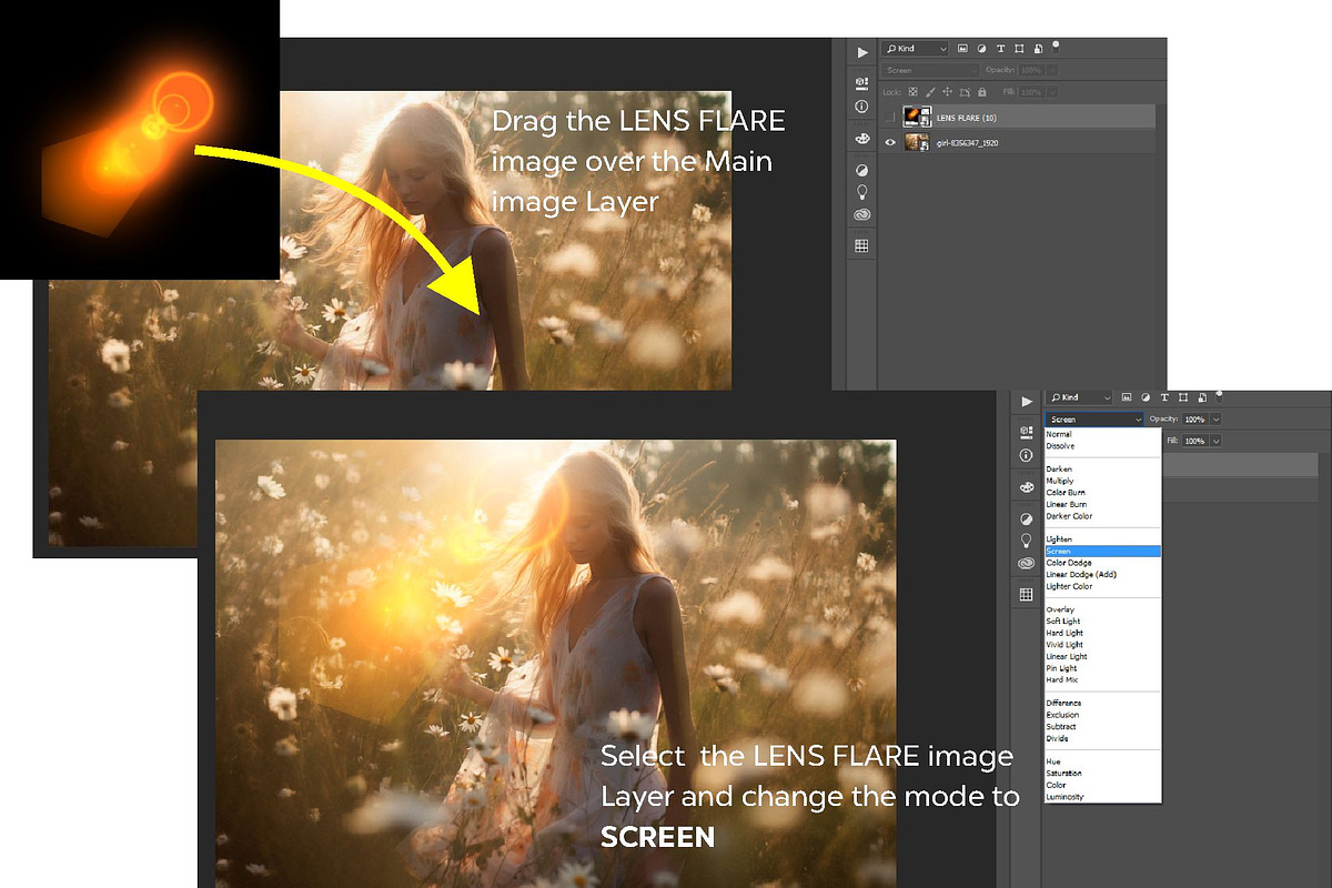 LENS FLARE OVERLAYS, a Brushes & More by voxelimages (Photo 11 of 11)