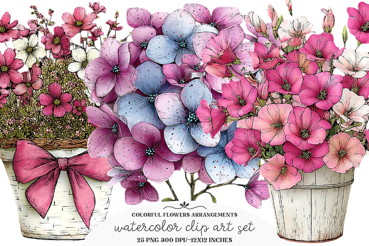 Colorful Flowers Arrangements Clipar, an Illustration by GatewayDesign (Photo 1 of 3)