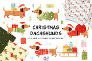 Christmas Dachshunds Collection, a Seasonal Illustration by JulzaArt (Thumbnail 1 of 10)