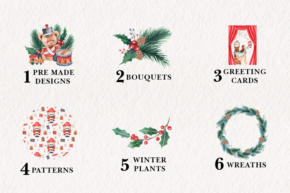 Christmas Nutcracker Watercolor Set, a Decorative Illustration by Art Dari Autumn (Photo 2 of 19)
