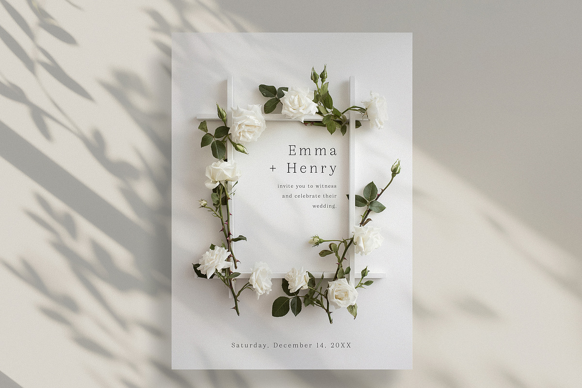 White Rose Wedding Card, an Invitation Template by Filip Studio (Photo 1 of 2)