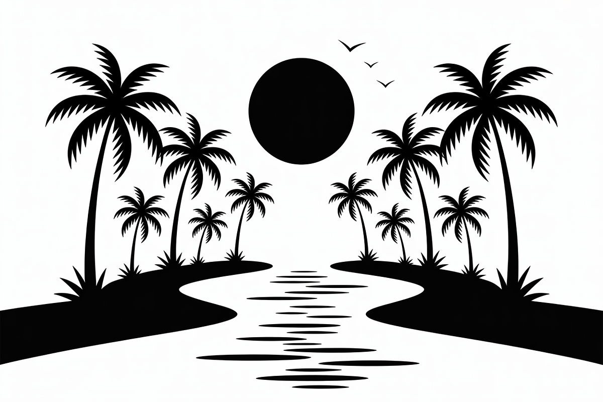 Scenic Sunset Over Tropical Beach |, an Illustration by Amazin_art (Photo 4 of 7)