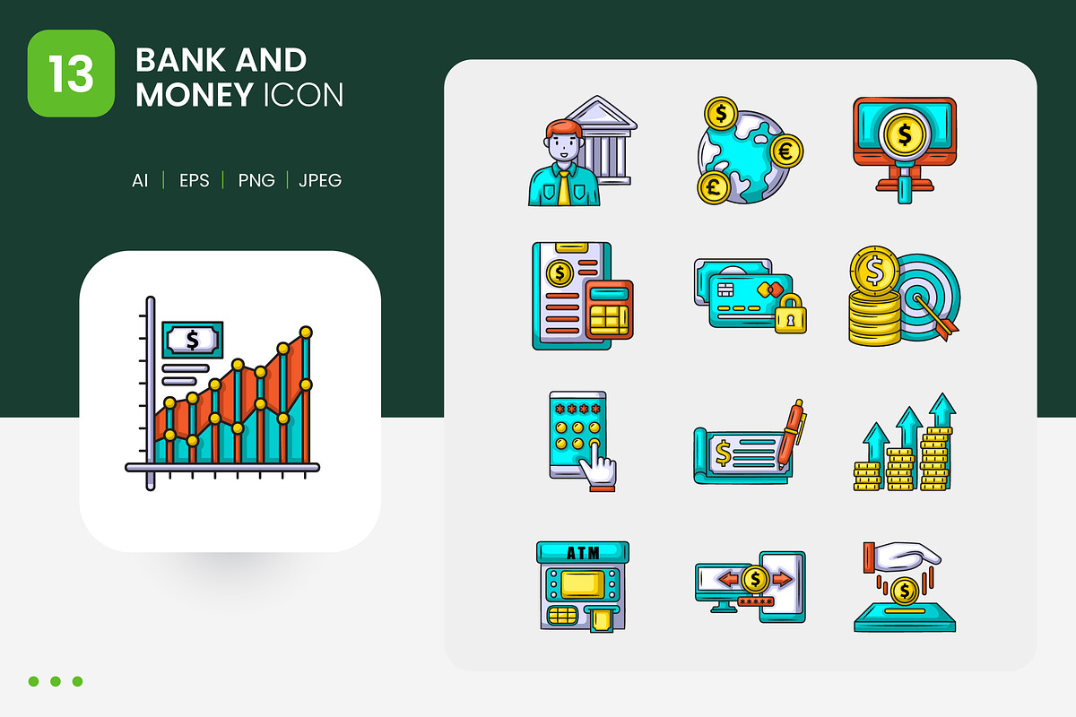 Bank and Money Icon Set, a Duotone Icon by shin_std